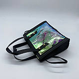 Жіноча прозора голографічна сумка на ремінці через плече крос-боді чорна, фото 2