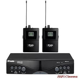 Радіосистема DV Audio MGX-24P з двома поясними передавачами та петличными мікрофонами чорного кольору, UHF