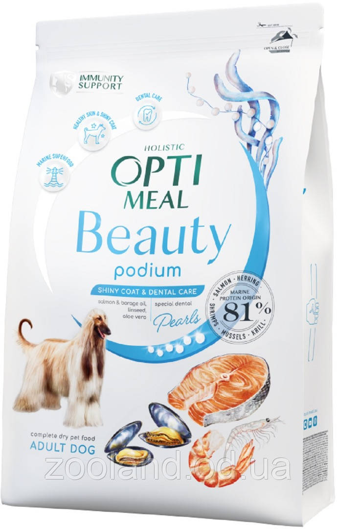 Optimeal Beauty Podium Shiny Coat & Dental для собак, 1,5 кг
