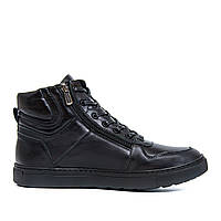 Кожаные мужские ботинки на шнуровке черного цвета