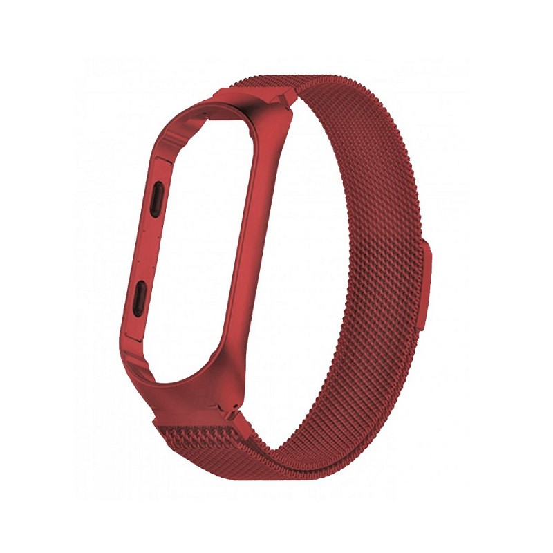 Ремінець для фітнес браслета Xiaomi Mi Band 5 і 6 міланська петля червоний
