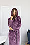 Теплий махровий халат жіночий довгий баклажан (банний халат жіночий), фото 2