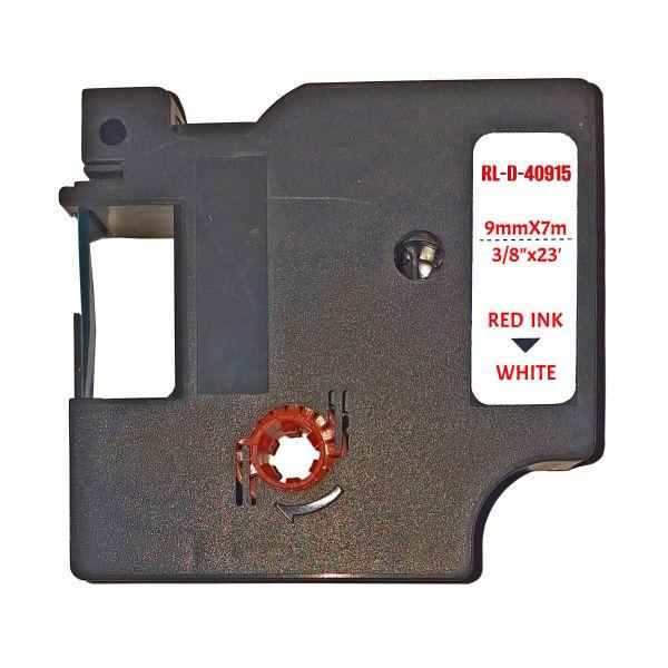 Червоно-біла стрічка 9мм 7м сумісна з Dymo D1 S0720700 Ukrmark D-40915P червоним на білій, фото 1