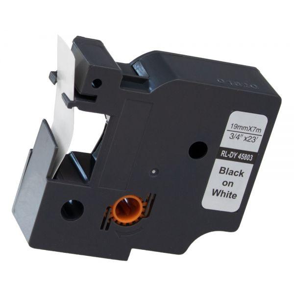 Універсальна стрічка 19мм х 7м сумісна з Dymo D1 S0720830 Ukrmark D-45803P чорним на білій