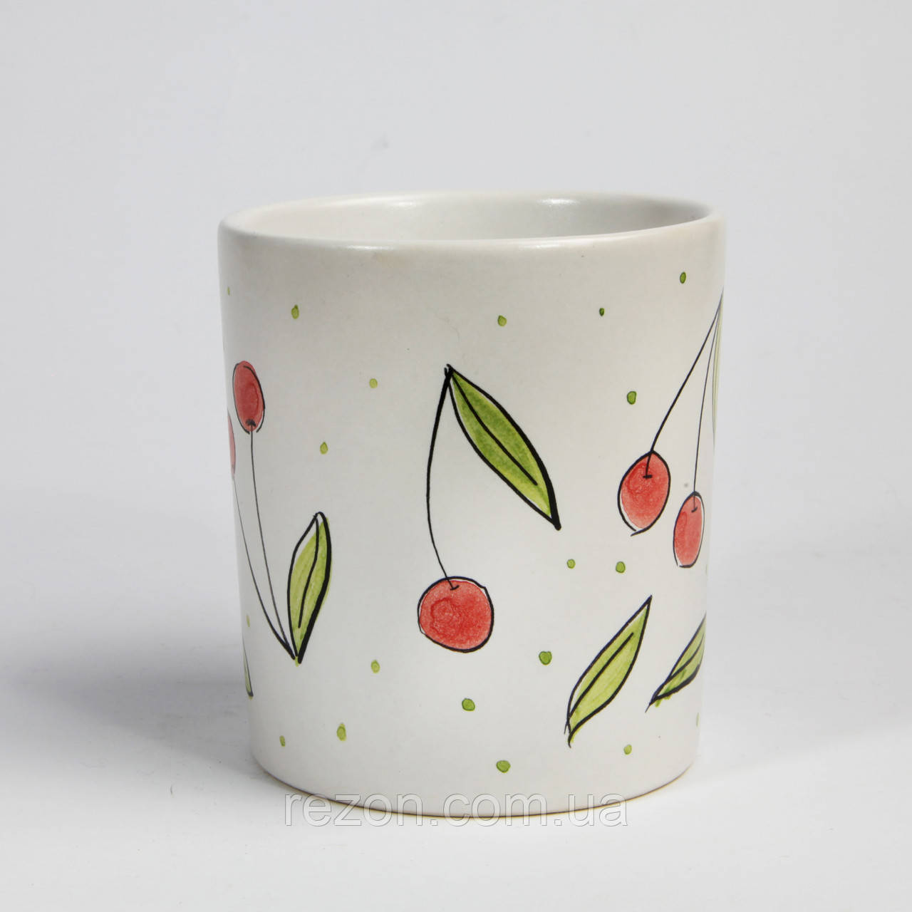 Чашка керамічна "Стакан фрукти вишня" Білий 250 мл Rezon