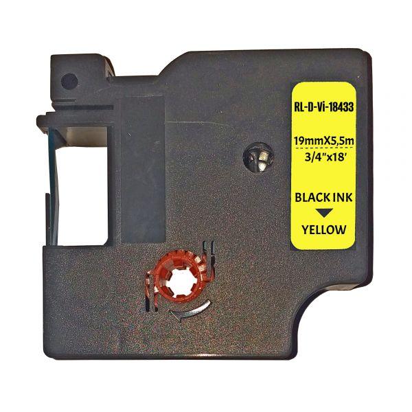 Універсальна вінілова 19мм 5.5м сумісна з DYMO Rhino S0718470 UKRMARK D-Vi-18433-BK/YE чорним на жовтій
