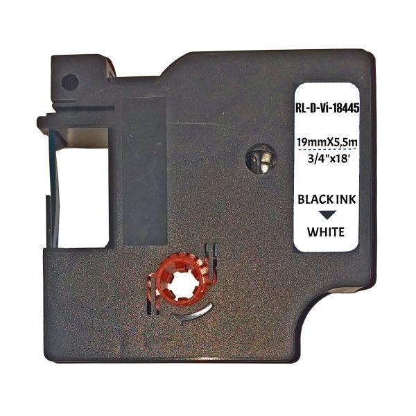 Універсальна вінілова стрічка 19мм 5.5м сумісна з Dymo Rhino S0718620 Ukrmark D-Vi-18445 чорним на білому