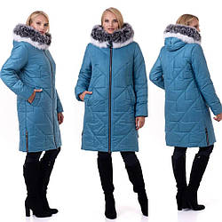 Жіночі зимові куртки пуховики подовжені розміри 46-60