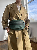 Велика зелена жіноча сумка на пояс з екошкіри