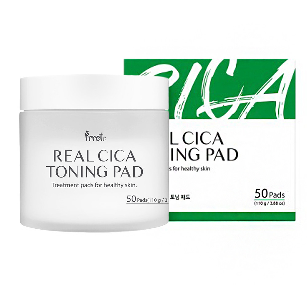 Тонізуючі диски для обличчя з центелой Prreti Real Cica Toning Pad 50 шт, фото 1