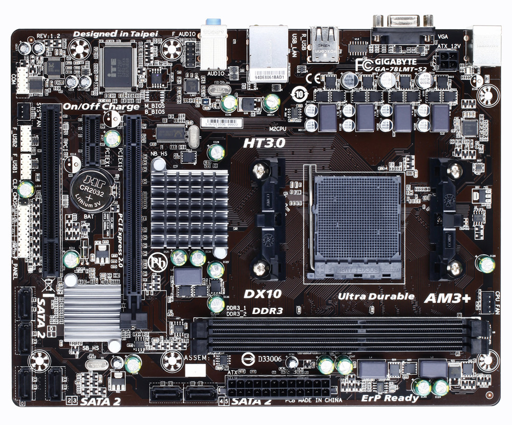 Материнська плата Gigabyte GA-78LMT-S2 Socket AM3+ Гарантія 3 місяці.