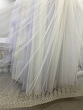 Тюль грек-сітка з ніжною вишивкою по низу №16338