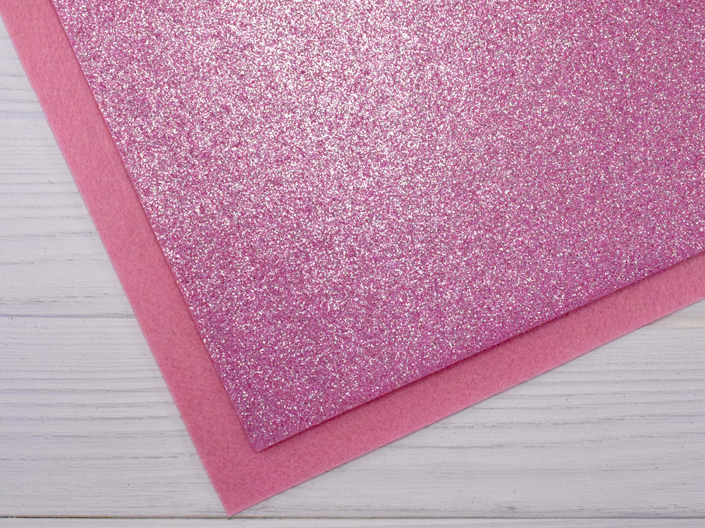 Фетр з глітером (20х30 см) - №06 світло-рожевий