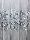 Тюль в 4 ряди вишивки  на основі фатиновой сітки. Колір: Сірий, фото 5