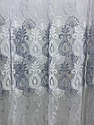 Тюль в 4 ряди вишивки на основі фатинової сітки Колір: сірий, фото 4