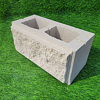 Блок декоративный рваный камень для забора, слоновая кость, 390х190х190 мм