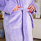 Халат жіночий запах короткий до колін фіолетовий з білим S(46) - ХL(52) полірований велюр, фото 10
