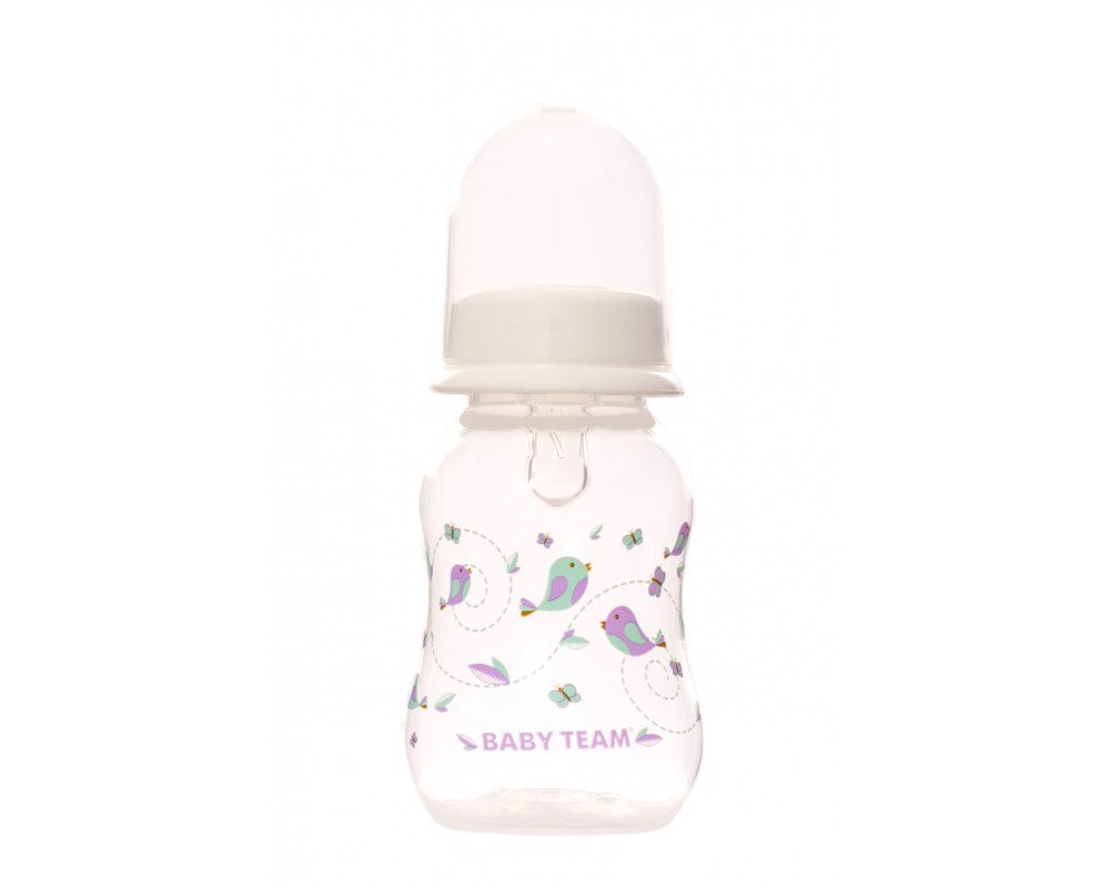Пляшечка з талією та силіконовою соскою, 125 мл Baby Team