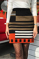 Жіноча шорстка тепла пряма спідниця оверсайз з кольоровими смужками р.44-50 (50 см). Арт-4256/1