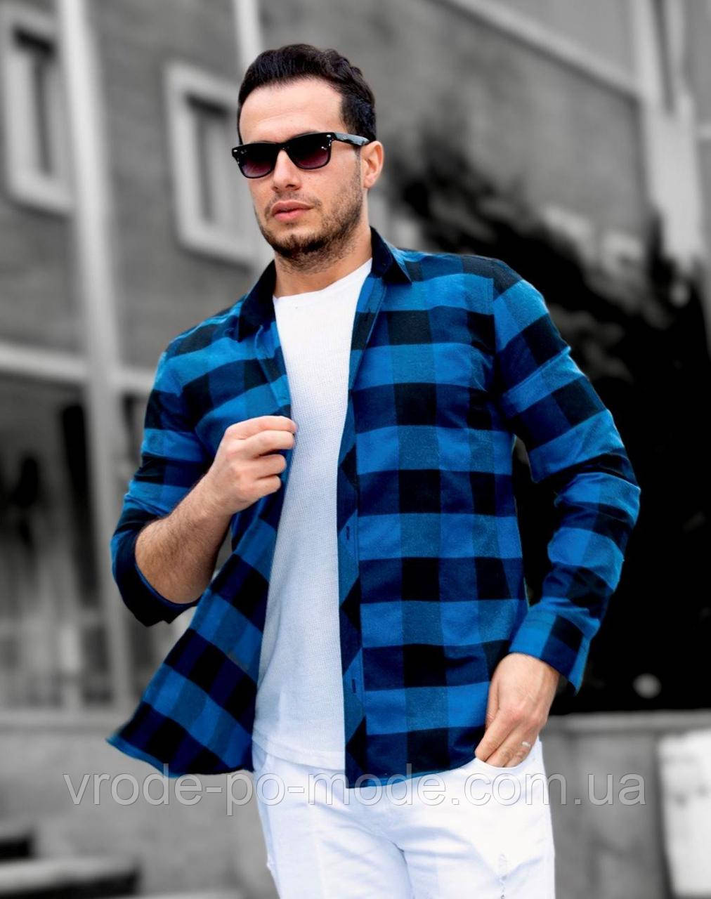 Стильна чоловіча байкова сорочка тепла у клітинку, з кишенями та довгим рукавом-трансформером, з Туреччини