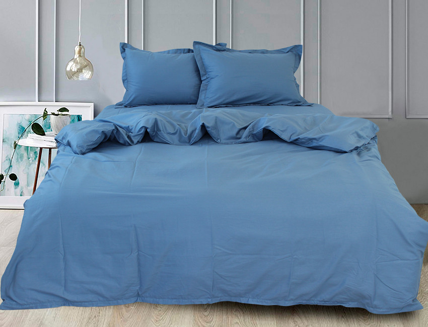 Простирадло на гумці сатин 180х200х30 Blue Grey