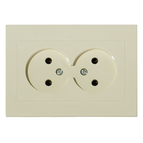 Розетка подвійна без заземлення кремова GRANO, фото 1