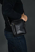 Кожаная мужская сумка Метью, натуральная кожа итальянский Краст цвет Черный