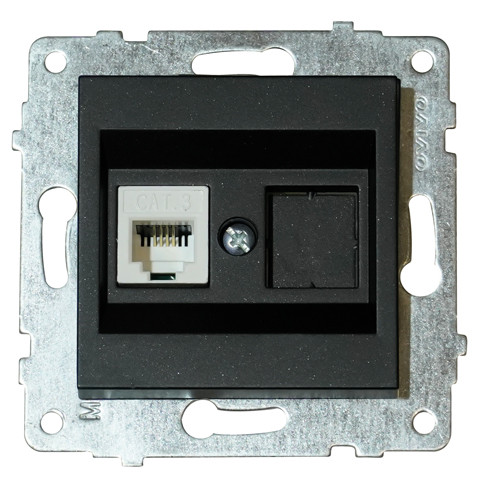 Механізм розетки комп'ютерної (CAT6) GRANO чорний, фото 1