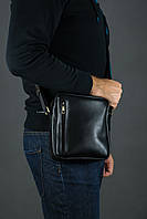 Кожаная мужская сумка Метью, натуральная гладкая кожа, цвет Черный