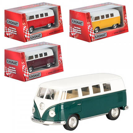 KMKT5060W Автобус інерція VOLKSWAGEN CLASSICAL BUS 13 см, відкривається багажник, резн. колеса, коробка 16-7-8, фото 3