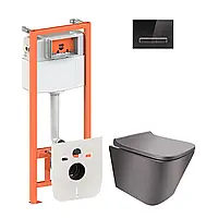 Набір Qtap-інсталяція 4 в 1 з панеллю змиву Nest (QT0133M425 + QT0111V1107GB) + унітаз із сидінням Tern