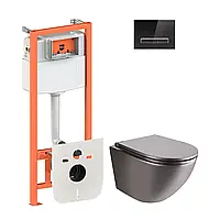 Набір Qtap-інсталяція 4 в 1 з панеллю змиву Nest (QT0133M425 + QT0111V1107GB) + унітаз із сидінням Robin