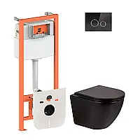 Набір Qtap-інсталяція 4 в 1 з панеллю змиву Nest (QT0133M425 + QT0111V1107GB) + унітаз із сидінням Robin