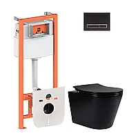 Набір Qtap-інсталяція 4 в 1 з панеллю змиву Nest (QT0133M425 + QT0111M08V1091MB) + унітаз із сидінням Scorpio