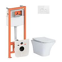 Набір Qtap-інсталяція 4 в 1 з панеллю змиву Nest (QT0133M425 + QT0111V1164GW) + унітаз із сидінням Presto