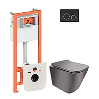 Набір Qtap-інсталяція 4 в 1 з панеллю змиву Nest (QT0133M425 + QT0111M11V1146MB) + унітаз із сидінням Tern