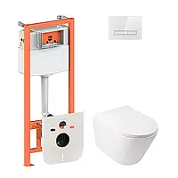 Набір Qtap-інсталяція 4 в 1 з панеллю змиву Nest (QT0133M425 + QT0111V1105GW) + унітаз із сидінням Swan