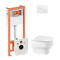 Набір Qtap-інсталяція 4 в 1 з панеллю змиву Nest (QT0133M425 + QT0111V1164GW) + унітаз із сидінням Aries