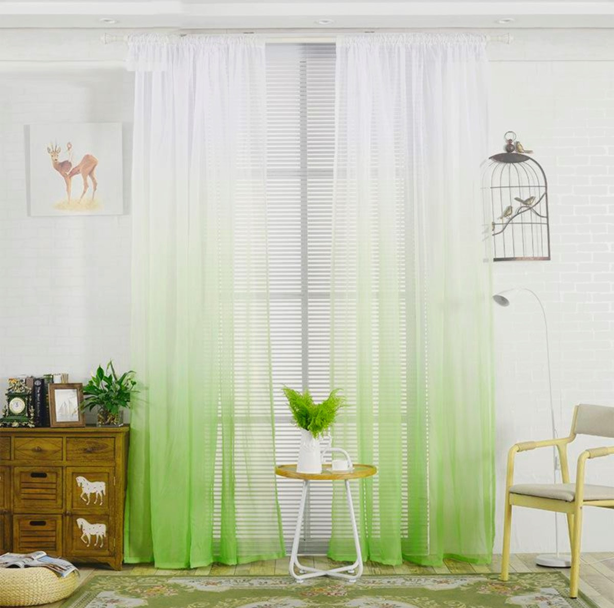 Готова тюль-вуаль Дэграде Зелений, 250х270см