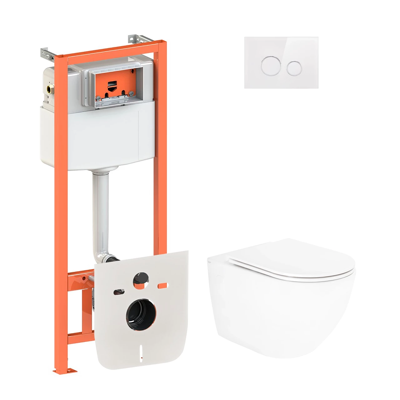 Набір Qtap-інсталяція 4 в 1 з панеллю змиву Nest (QT0133M425 + QT0111V1164GW) + унітаз із сидінням Robin, фото 1