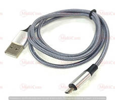 05-09-098GY. Шнур USB штекер А - штекер micro USB, сітка, сірий, 1м