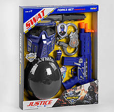 34710 Набір поліції 7 елементів, автомат із вібрацією, світлом і звуком, каска, маска із захисними окулярами, у