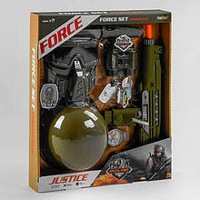 34720 Військовий набір автомат із вібрацією та звуковими ефектами, каска, окуляри, бінокль, ніж, аксесуари, в