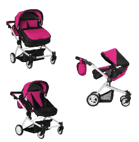 Іграшкова складана коляска для двійні з перекидною ручкою Carrello Connect 9651A HOT PINK