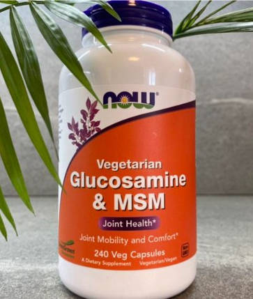 Для суглобів NOW Vegetarian Glucosamine MSM 240 капс, фото 2