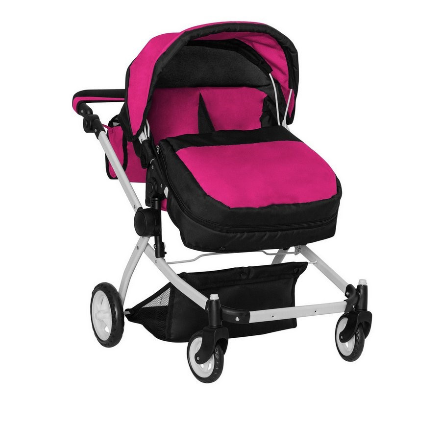 Коляска для ляльок трансформер, Melobo Carrello Connect для двійні, 9651A Hot pink