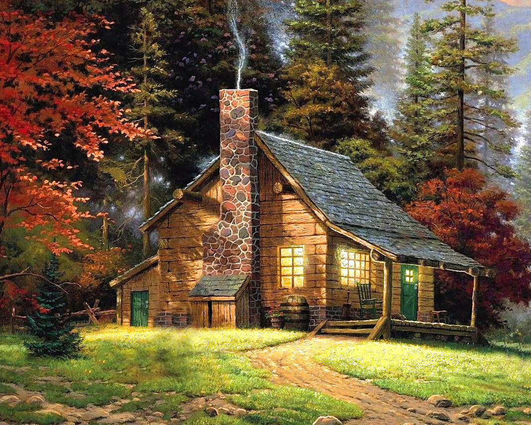 Алмазна мозаїка Будиночок в лісі My-Art TNG1062 (40 x 50 см) + стрази АБ+FD на підрамнику, фото 1