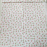Тканина поплін для постільної білизни квіточки рожеві мініатюрні на білому, ш. 160 см, фото 2