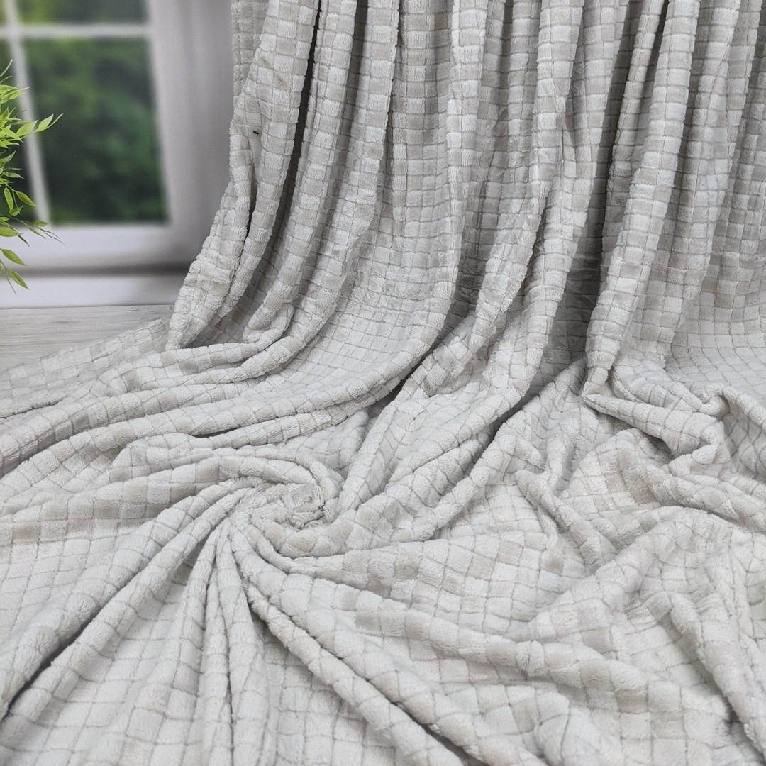 Велюрове покривало мозаїка темний молочний євро розмір 200*220 см, фото 1