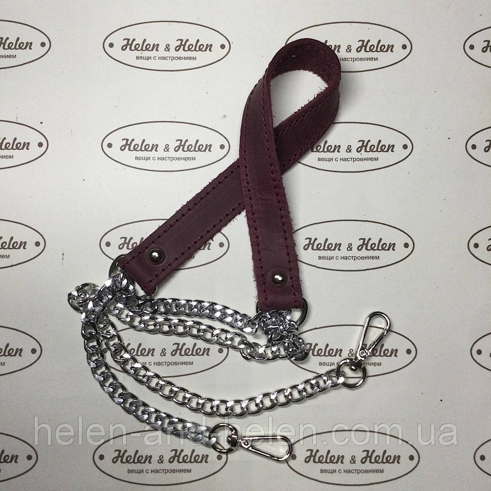 Ручка комбінована на ланцюгу з карабінами. Бордо, фото 1